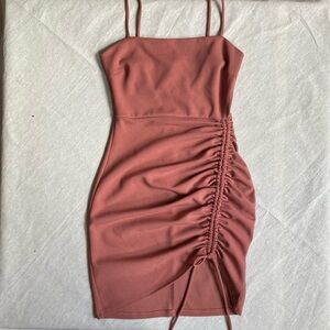 Elegant Ruched Pink Dress